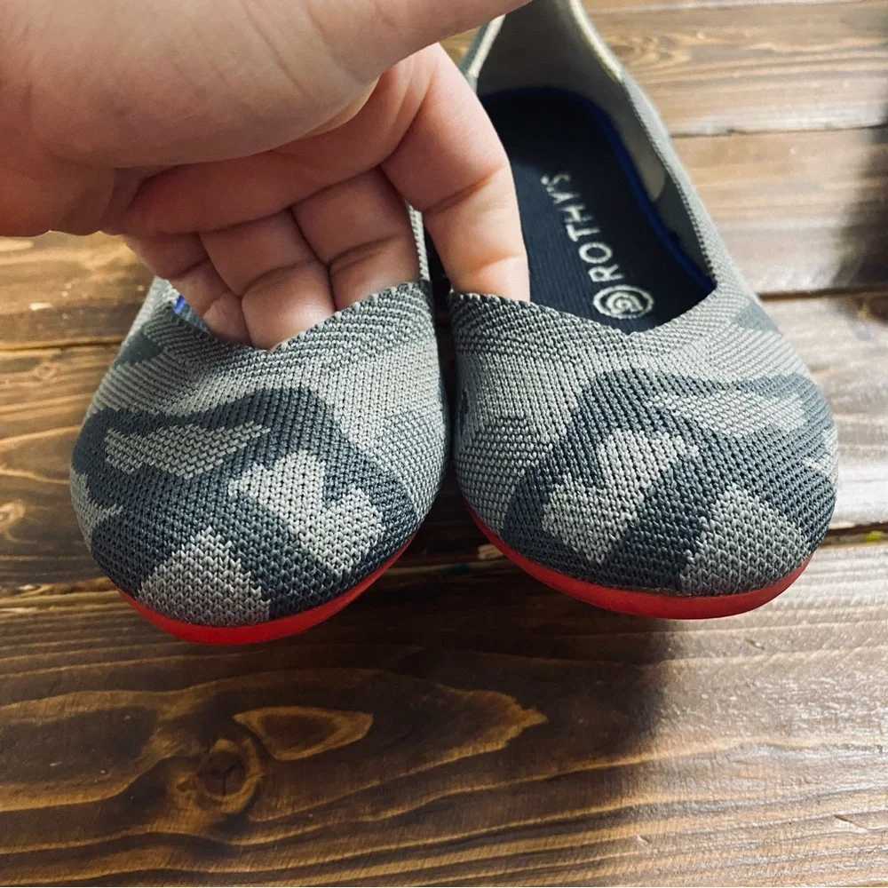 Rothy's Retired Gray Camouflage Stretch Flats‎ with Red Soles Size 7